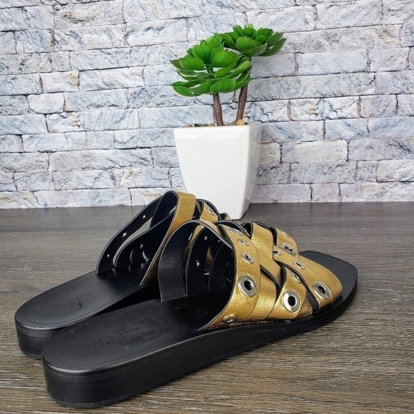 NWOB Rag & Bone Gold Hartley Slide Sandals - Picture 5 of 6